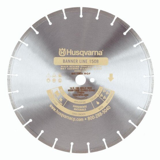 Husqvarna 773261 Banner Line Gold 150B - 24 (600) x .175 Blade For Hard To Critically Hard Aggregate With Light To Medium Steel Reinforcing-1