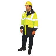 Occunomix LUX-TJR-YL Rainjcktw/hood 3mbeadedtape Zip/snap Cl3 Yel L-1