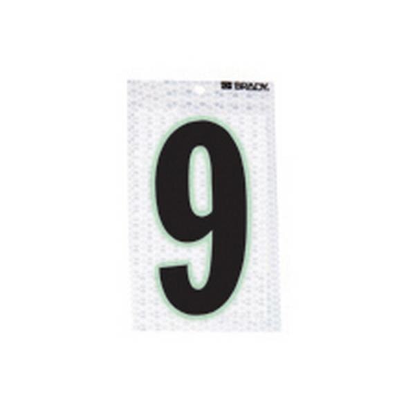 Black And Silver Color Glow-In-The-Dark/Ultra Reflective Number Legend 9 2-1/2 Width Brady 3010-9 3-1/2 Height B-309 High Intensity Prismatic Reflective Sheeting Pack Of 10 Black And Silver Color Glow-In-The-Dark/Ultra Reflective Number Legend 9 2-1/2 Width Brady 3010-9 3-1/2 Height B-309 High Intensity Prismatic Reflective Sheeting Pack Of 10