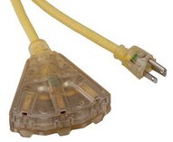 Bayco Sl-741l 50' Triple-tap Lighted End Extension Cord 14 3 Gauge 15-1