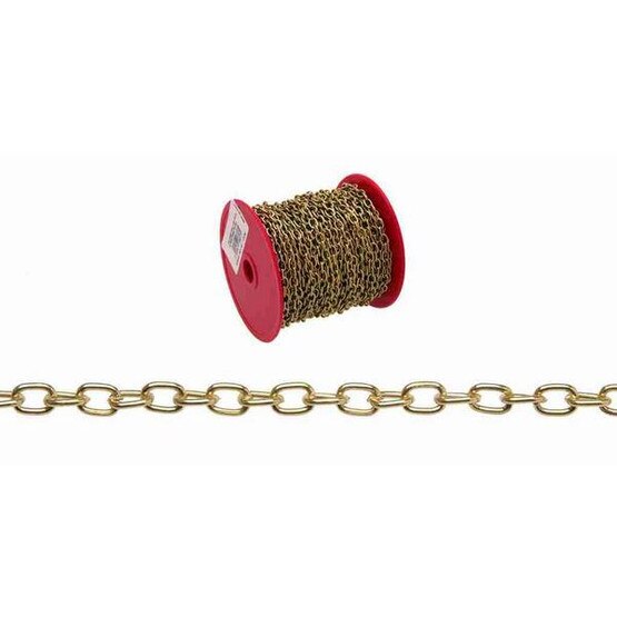 Campbell 0711917 #19 Hobbycraft Oval Link Chain Brass Plated 82' Per Reel-1