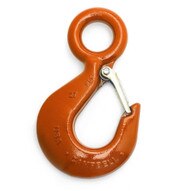 Campbell 3925115PL Eye Hoist Hook w/ Latch, PL, #31, 11 Ton, Forged Alloy, Painted Orange-0