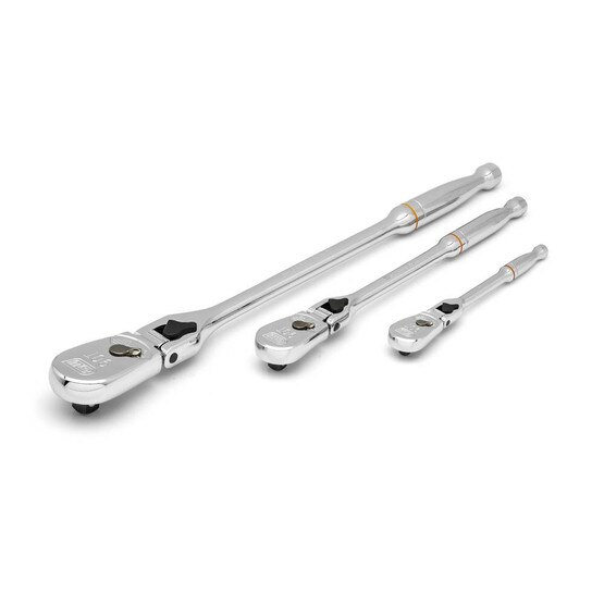 Gearwrench 81276T 3 Pc 14 38 12 Drive 90 Tooth Full Polish Locking Flex Head Ratchet Set-3