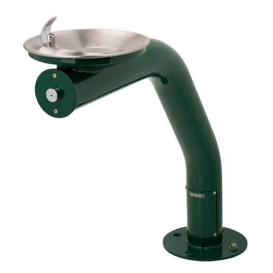 Haws 3380 Barrier Free Galvanized Steel Pedestal Drinking Fountain Powder Green Finish-1