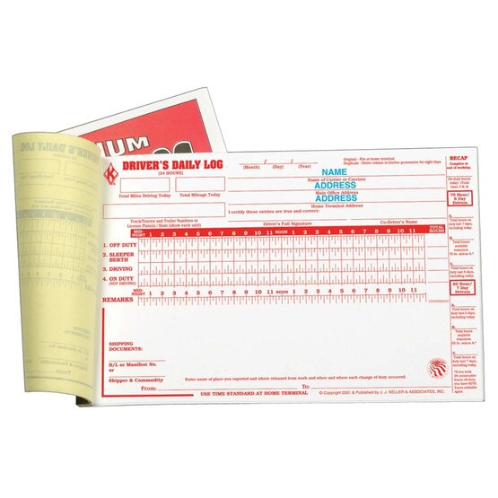 J.J. Keller 701L Driver's Daily Log Book w/ No DVIR, 2-Ply, Carbonless, w/ Recap (MOST POPULAR)