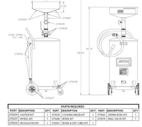 Lincoln Industrial 275641 Drain Bowl Kit For 3601-1