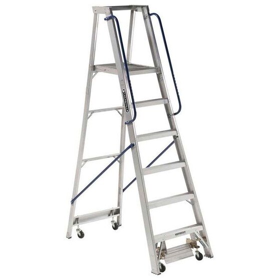 Louisville Ladder AP5006 6 Ft Mobile Aluminum Platform Ladder Cap: 300 Lbs Type Ia-1