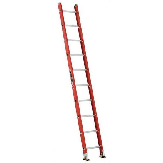 10 FT Fiberglass Extension Ladder - 300 LB Cap, Type IA, Louisville