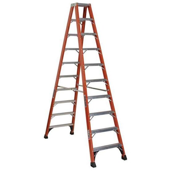 Louisville Ladder FM1410HD 10 Ft Fiberglass Twin Front Ladder Cap: 375 Lbs Type Iaa-1