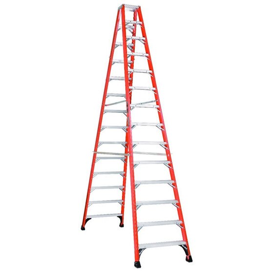 Louisville Ladder FM1414HD 14 Ft Fiberglass Twin Front Ladder Cap: 375 Lbs Type Iaa-1