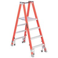 Louisville Ladder FMP1504-4C 4 Ft Fiberglass Twin Front Platform Ladder W Casters Cap: 300 Lbs Type Ia-1