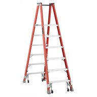 Louisville Ladder FMP1506-4C 6 Ft Fiberglass Twin Front Platform Ladder W Casters Cap: 300 Lbs Type Ia-1