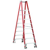 Louisville Ladder FMP1508-4C 8 Ft Fiberglass Twin Front Platform Ladder W Casters Cap: 300 Lbs Type Ia-1