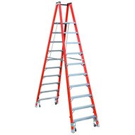 Louisville Ladder FMP1510-4C 10 Ft Fiberglass Twin Front Platform Ladder W Casters Cap: 300 Lbs Type Ia-1