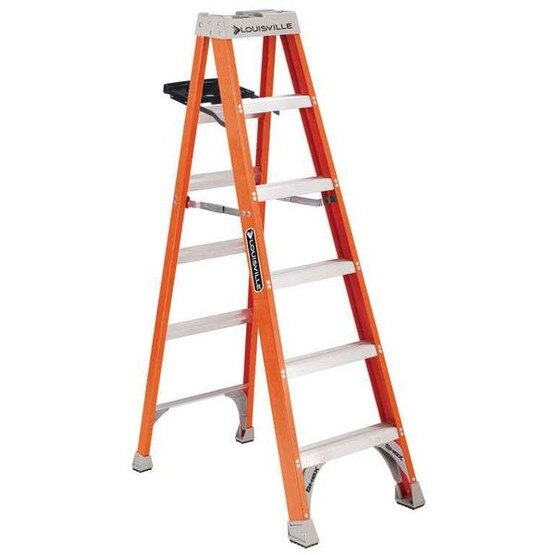 Louisville Ladder FS1506-S51 6 Ft Fiberglass Standard Ladder Cap: 300 Lbs Type Ia W Pail Shelf-1