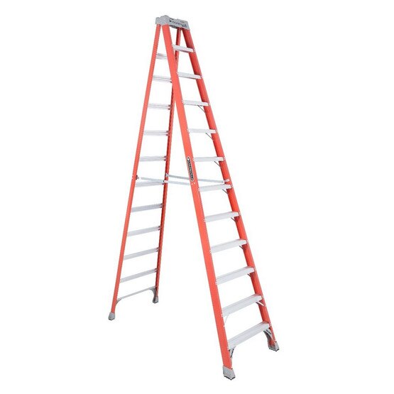 Louisville Ladder FS1512 12 Ft Fiberglass Standard Ladder Cap: 300 Lbs Type Ia-1