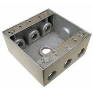 Morris Products 36320 Weatherproof Boxes - Two Gang 30.5 Cubic Inch Capacity - 7 Outlet Holes 3 4 Gray-1