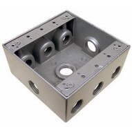 Morris Products 36360 Weatherproof Boxes - Two Gang 30.5 Cubic Inch Capacity - 9 Outlet Holes 3 4 Gray-1