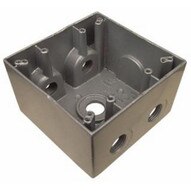 Morris Products 36370 Weatherproof Boxes - Two Gang Deep 37 Cubic Inch Capacity - 5 Outlet Holes 1 2 Gray-1