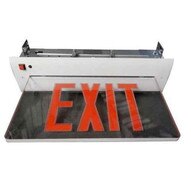 Morris Products 73413 Recessed Mount Edge Lit Exit Sign Double Sided Legend Red Led White Housing-1
