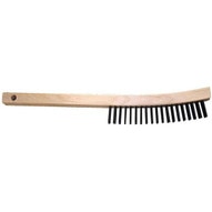 Pferd 85004 Curved Handle Scratch Brush 3x19 Rows Ss Wire Wooden Block (12 In A Box)-1