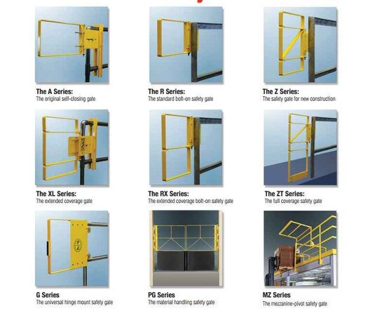 Fabenco R70-24PC Carbon Steel Yellow Powder Coat Clamp-on Self-closing Safety Gate Fits 25-27.5 Opening 12 Vertical Coverage-2