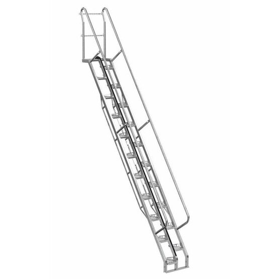Vestil ATS-13-56-HDG Galvanized Alternate Tread Stair 56 Deg Step 13ft-1
