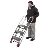 Vestil FLAD-3-SS Folding Ladder W wheels- Stainless Steel-2