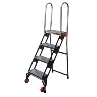 Vestil FLAD-4-SS Folding Ladder W wheels- Stainless Steel-1