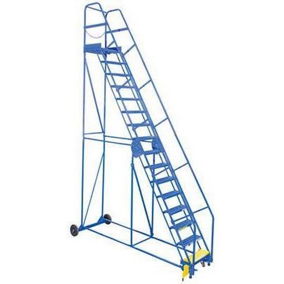 Vestil LAD-12-14-P-EZ 12 Step Perforated Warehouse Ladder Top Step 120-2