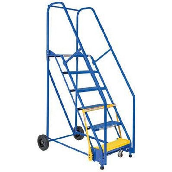 Vestil LAD-6-14-P-EZ 6 Step Perforated Warehouse Ladder Top Step 60-2