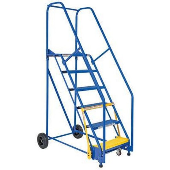 Vestil LAD-6-14-P 6 Step Perforated Warehouse Ladder Top Step 60-1