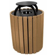 Vestil TR-PRRC-49-CD Round Receptacle Wraincap Cedar 49 Gal-1