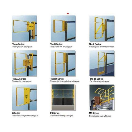 Fabenco XL71-21PC Carbon Steel Yellow Powder Coat Clamp-on Self-closing Safety Gate Fits 22-24.5 Opening 22 Vertical Coverage-3